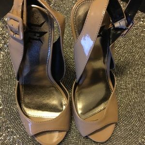Nude sling back heels